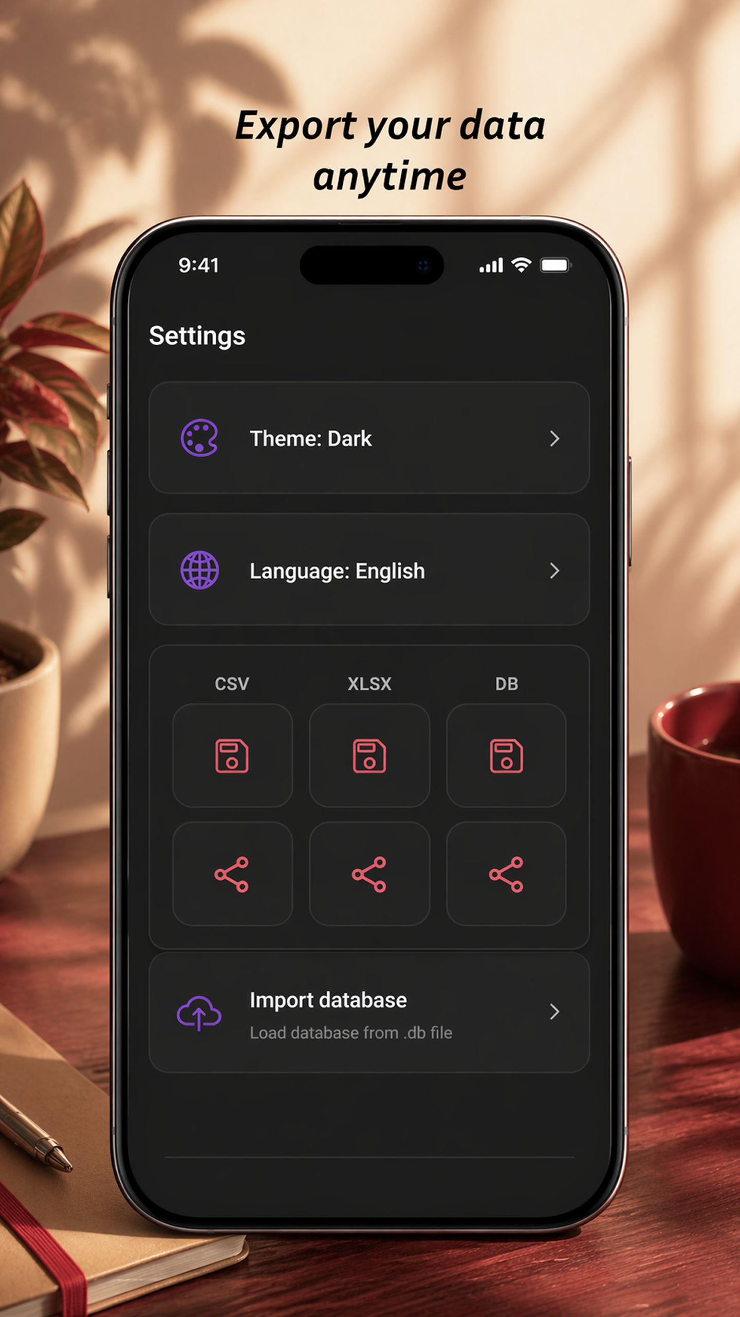 Clean and private app settings